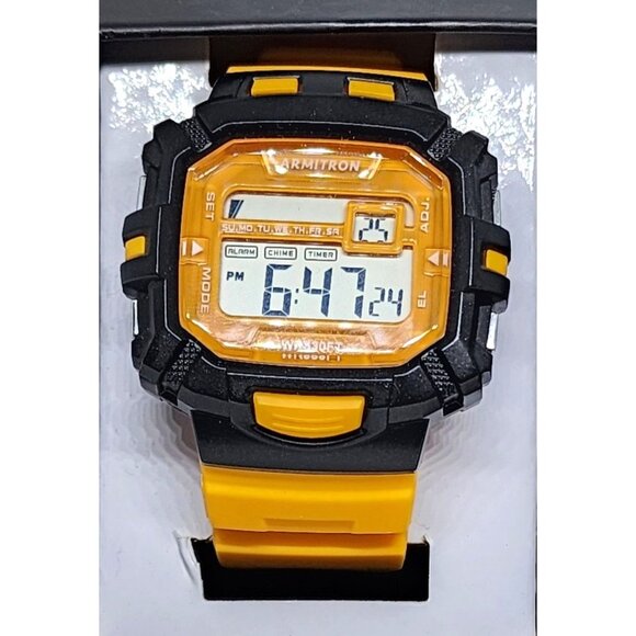 Armitron Pro Sport Yellow-Black Watch: Water-Resistant with Dual Time & Chronogr - Picture 15 of 15